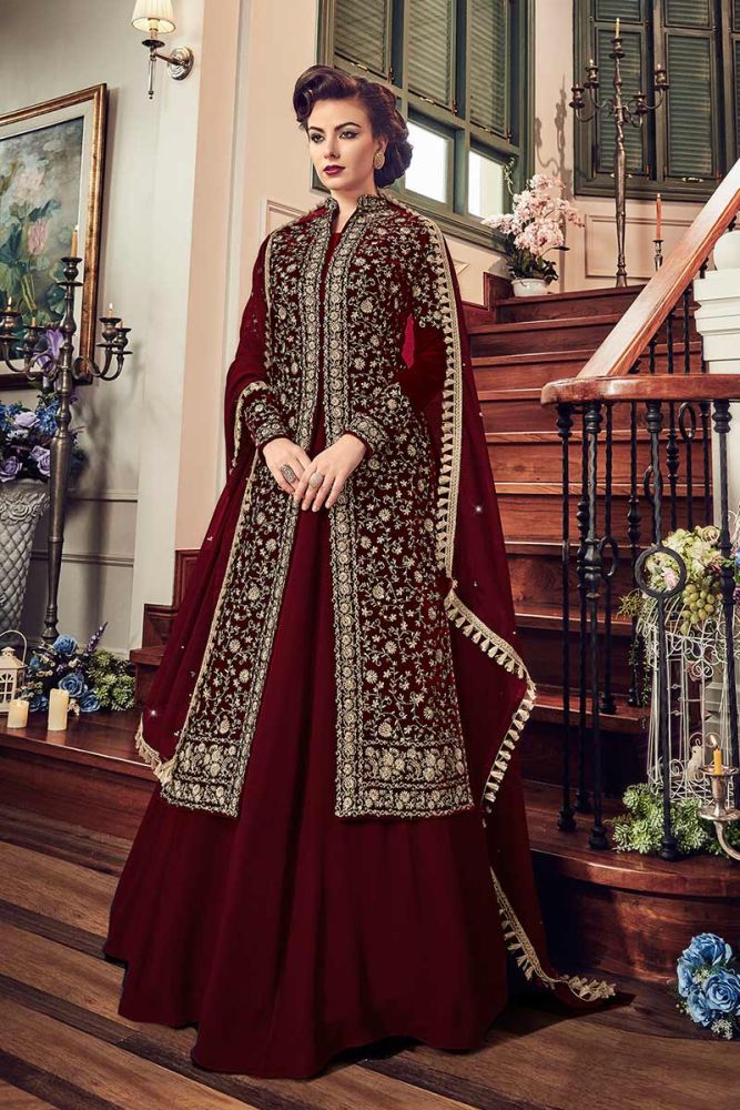 Velvet anarkali suits hot sale