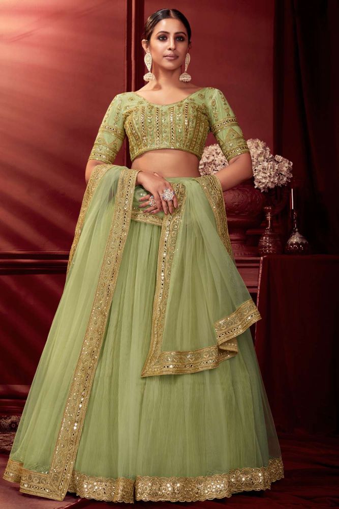 Pista colour lehenga choli top