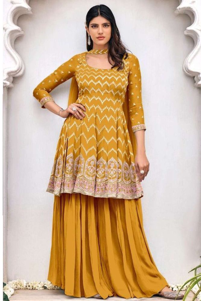 Yellow sharara design outlet