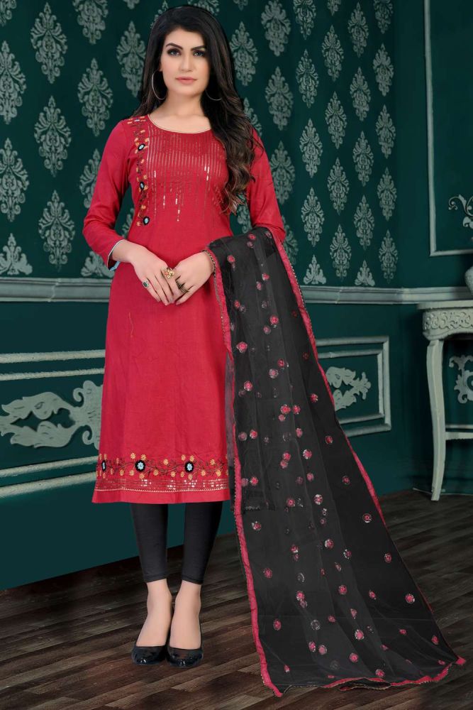Red salwar suit online top