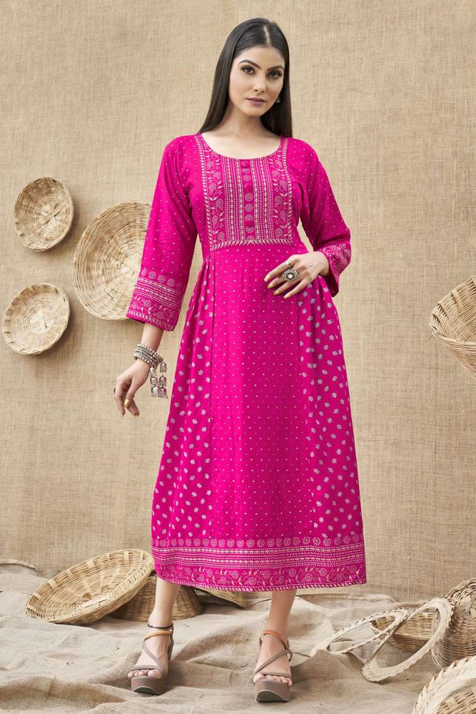 Pink frock kurti best sale