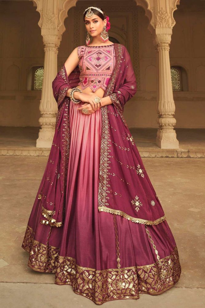 Magenta Lehenga Choli Online Designer Silk Lehenga Choli with Magenta Dupatta UK LC5963