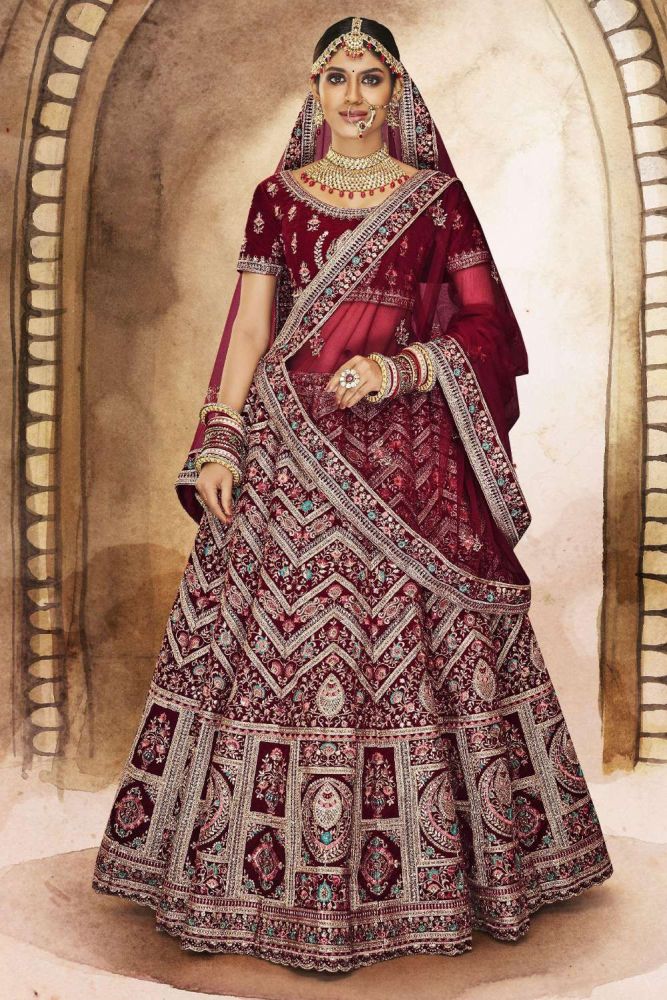 Latest maroon bridal lehenga online