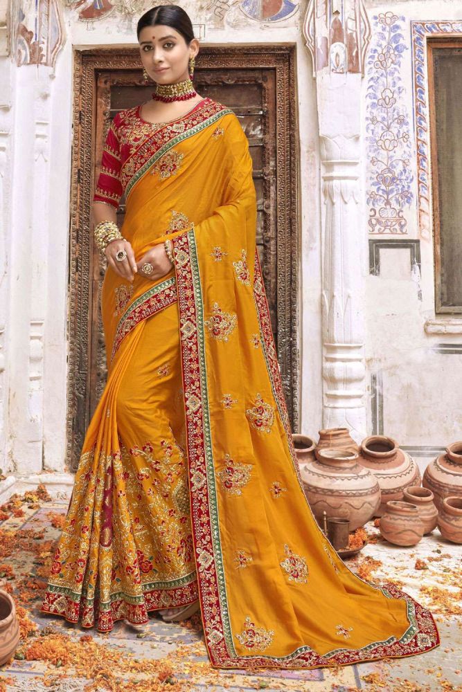 Yellow saree for wedding outlet