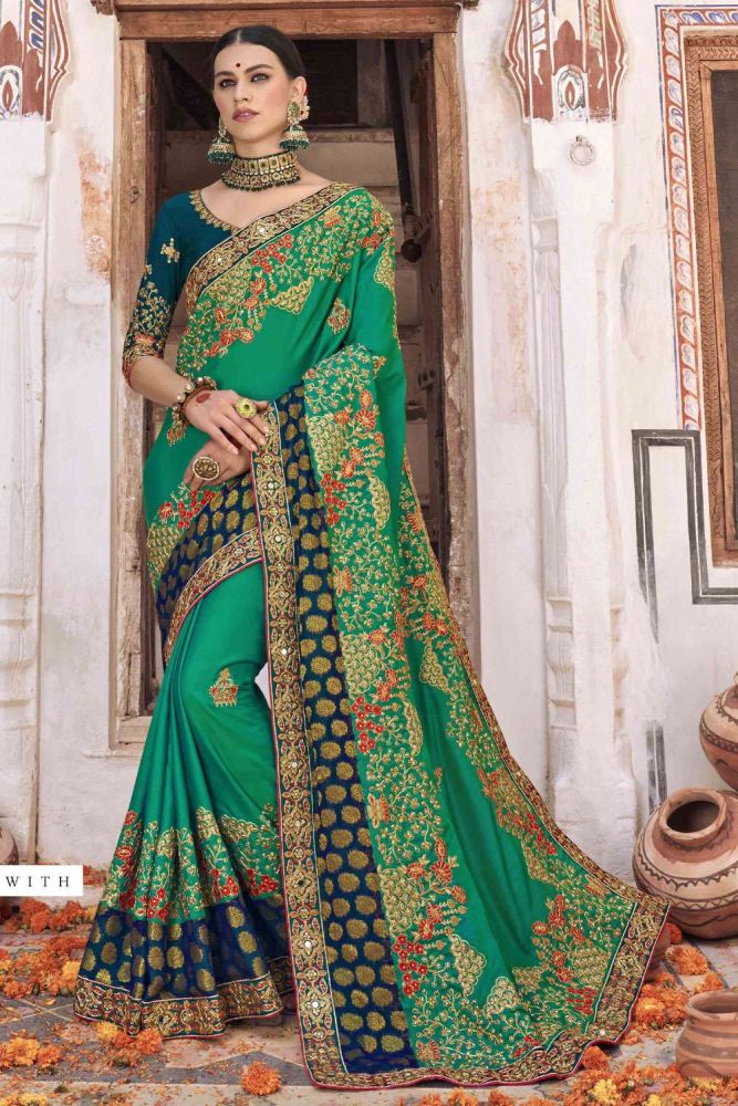Rama Wedding Saree Online Designer Art silk saree with Silk Blouse at Shopkund UK SR23745