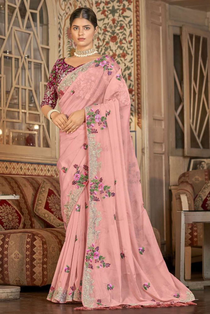 Pink saree designer blouse hotsell