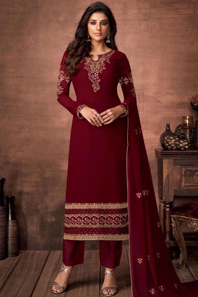 Maroon salwar kameez designs hotsell