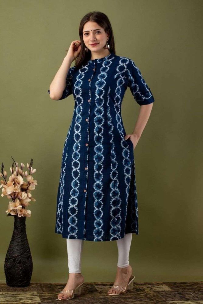Printed Cotton Blue Palazzo Kurti