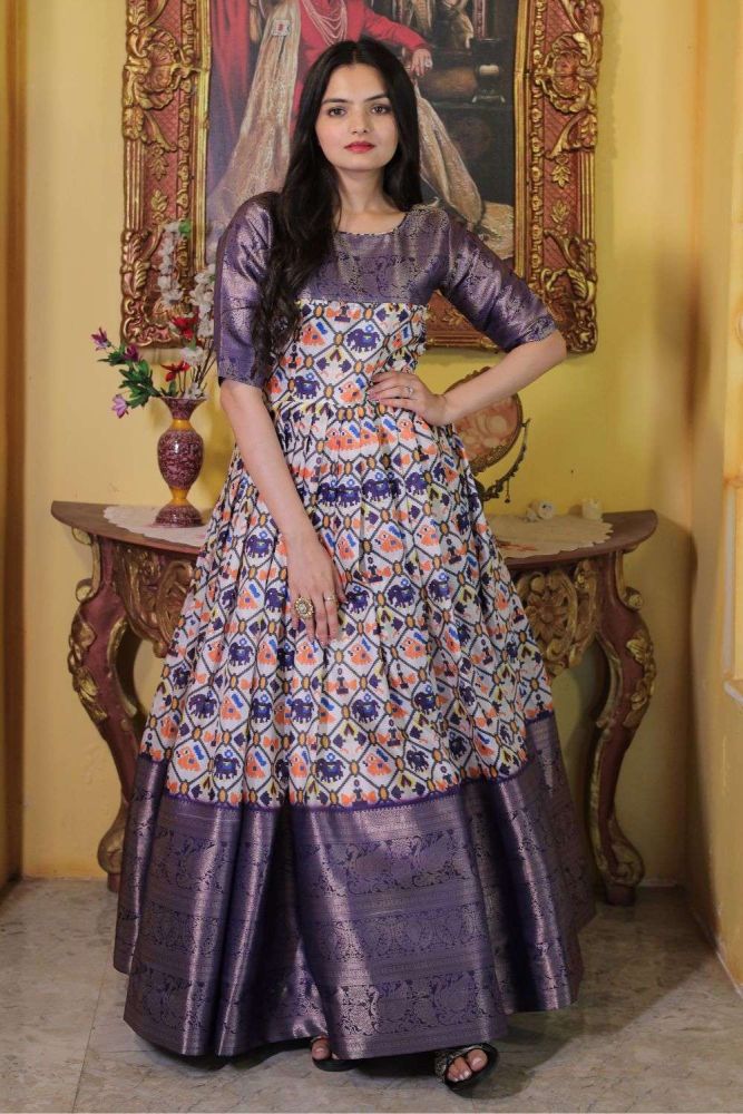 Purple weaving silk gown dress UK GW0559