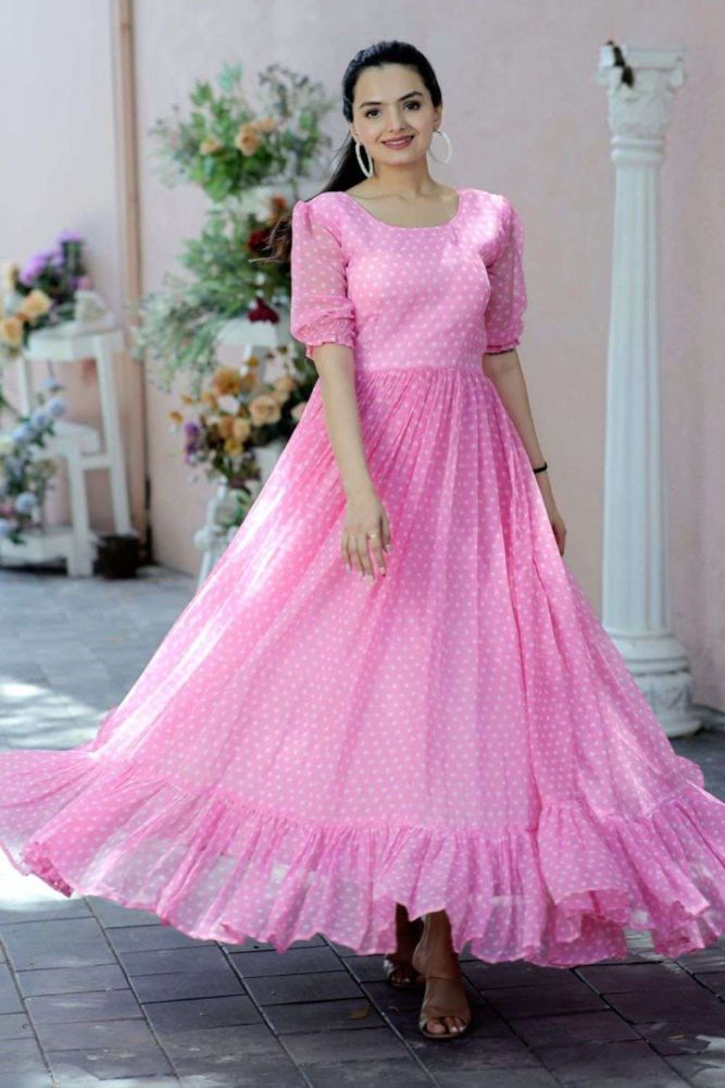 Printed gown dress sales