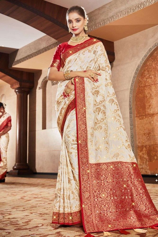 Red white sarees wedding shop