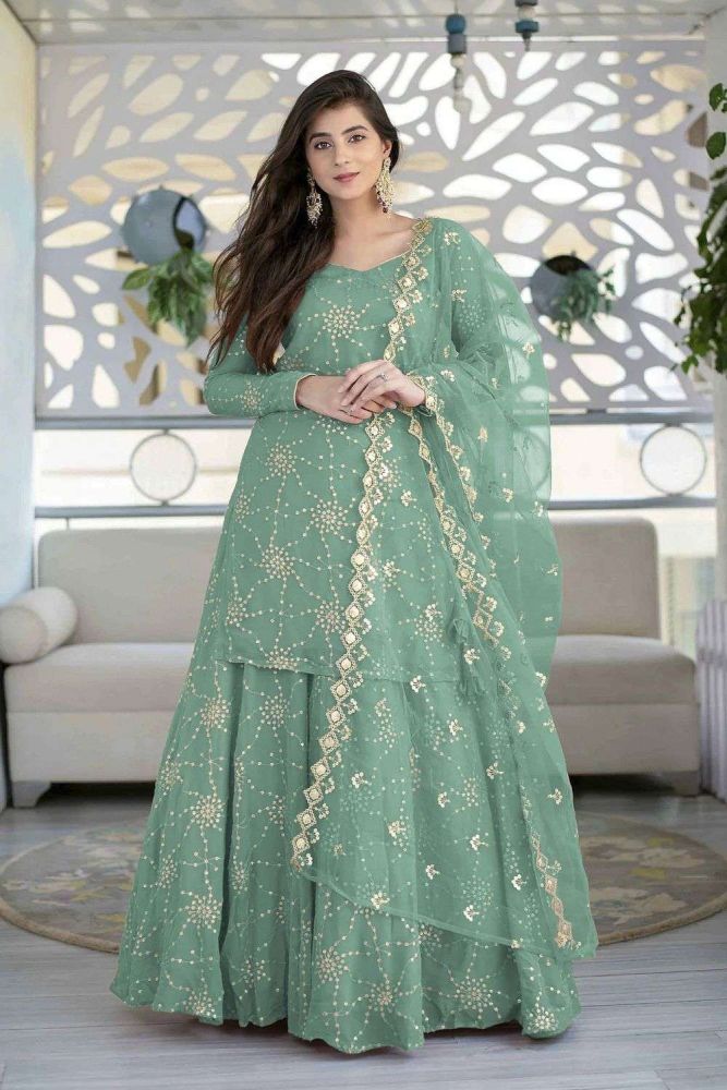 Green lehenga online clearance
