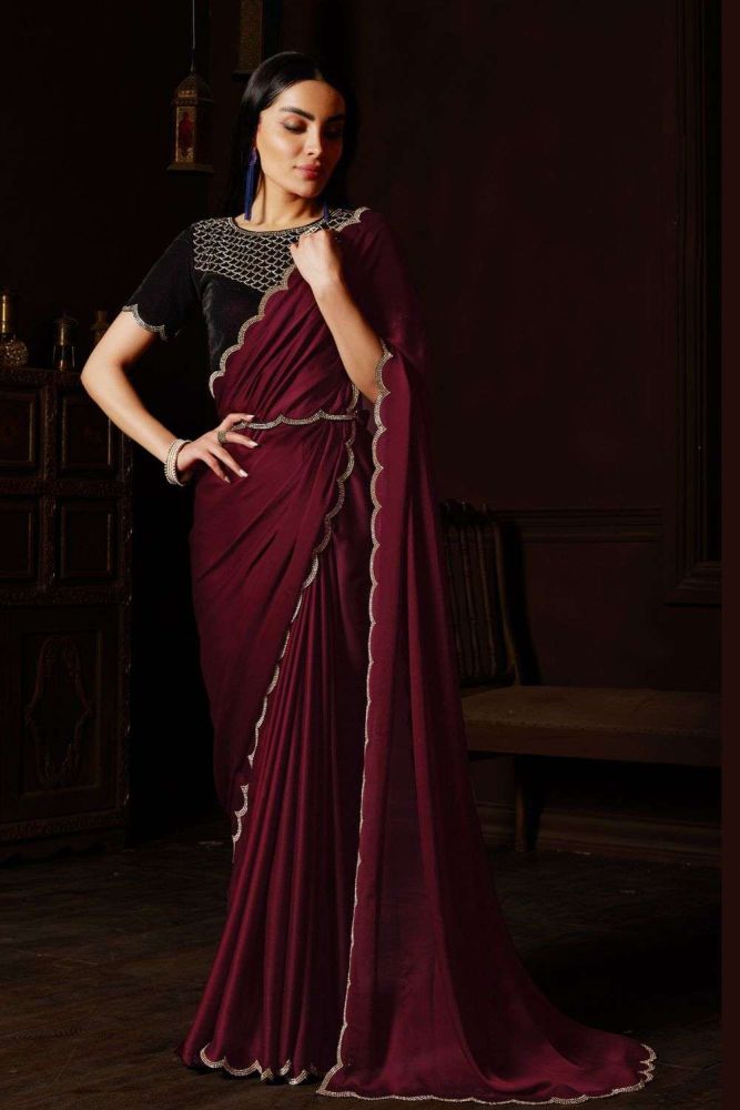 Velvet wedding saree outlet
