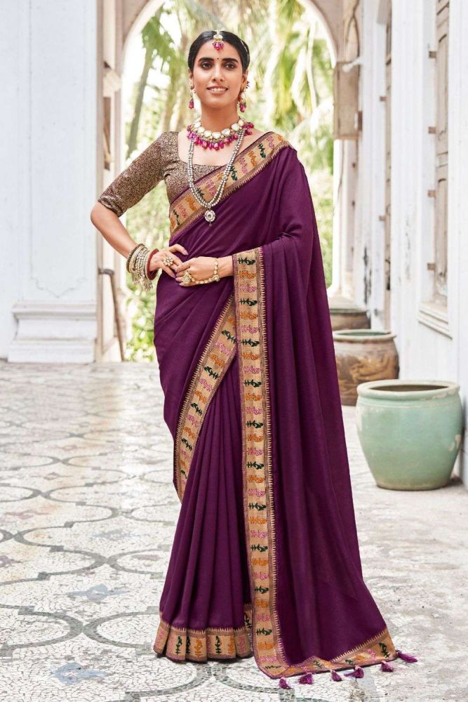 Plain silk saree with designer blouse online clearance