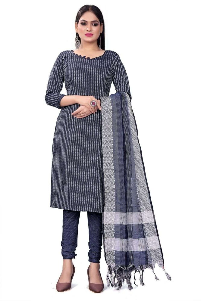 Blue Salwar kameez Online Designer Cotton Salwar kameez with Blue Dupatta UK SK153537