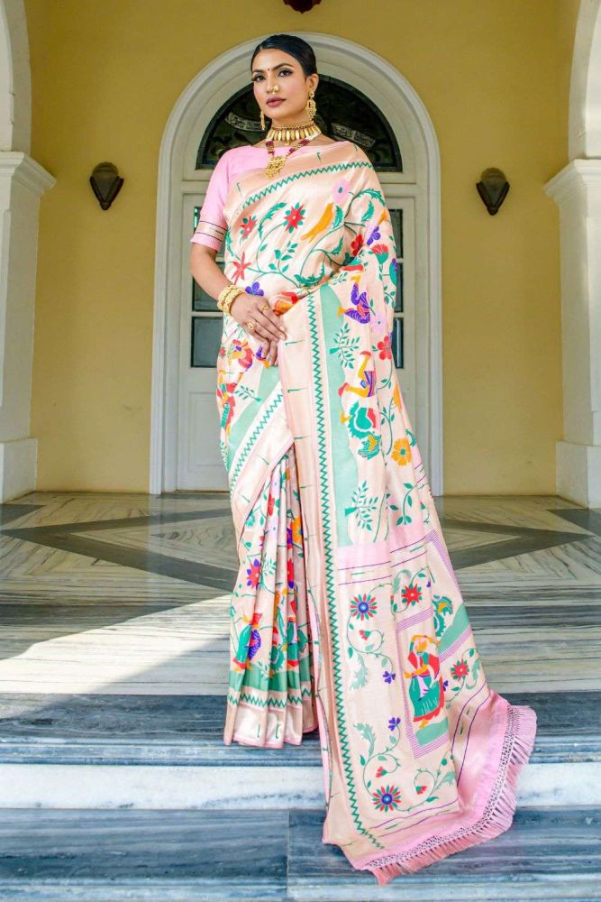 Pink wedding silk saree best sale