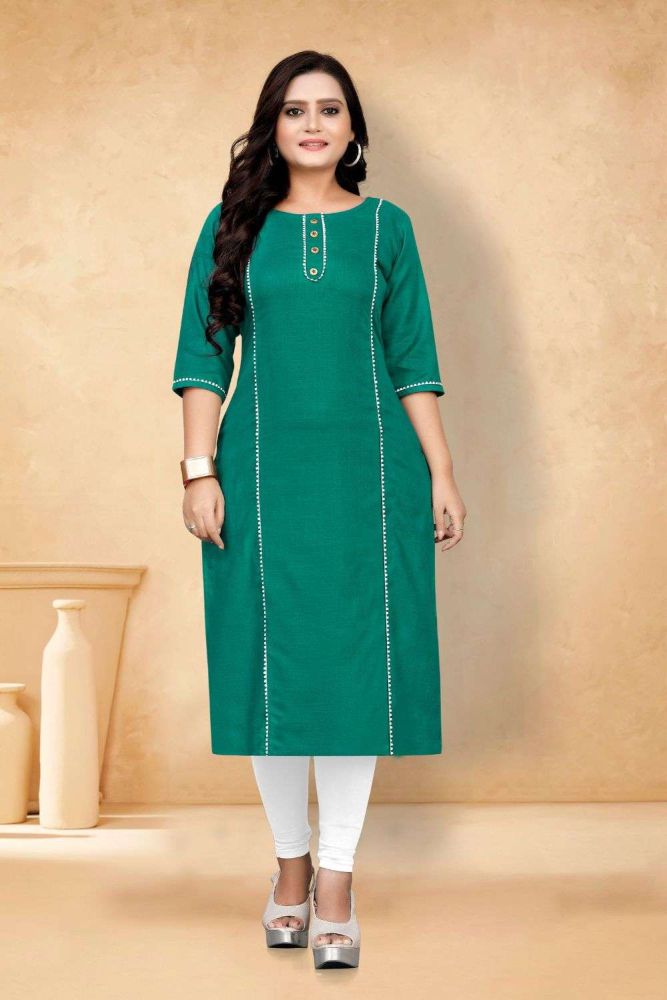 Sea green plain kurti in cotton UK KTI2271