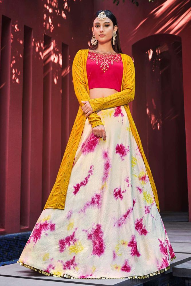Yellow and pink lehenga online discount