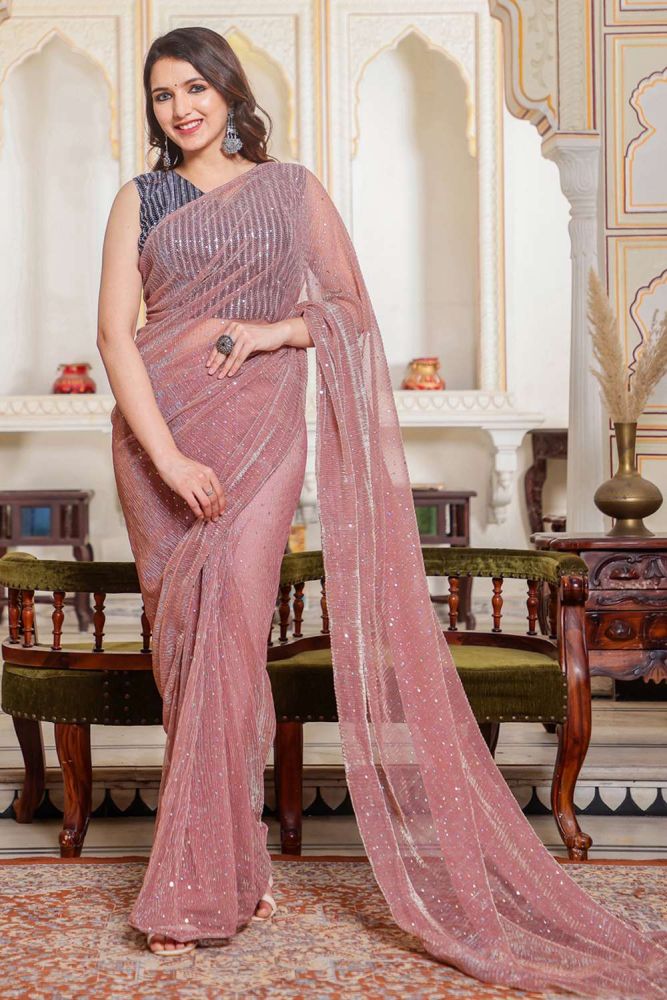 Pink party saree shop