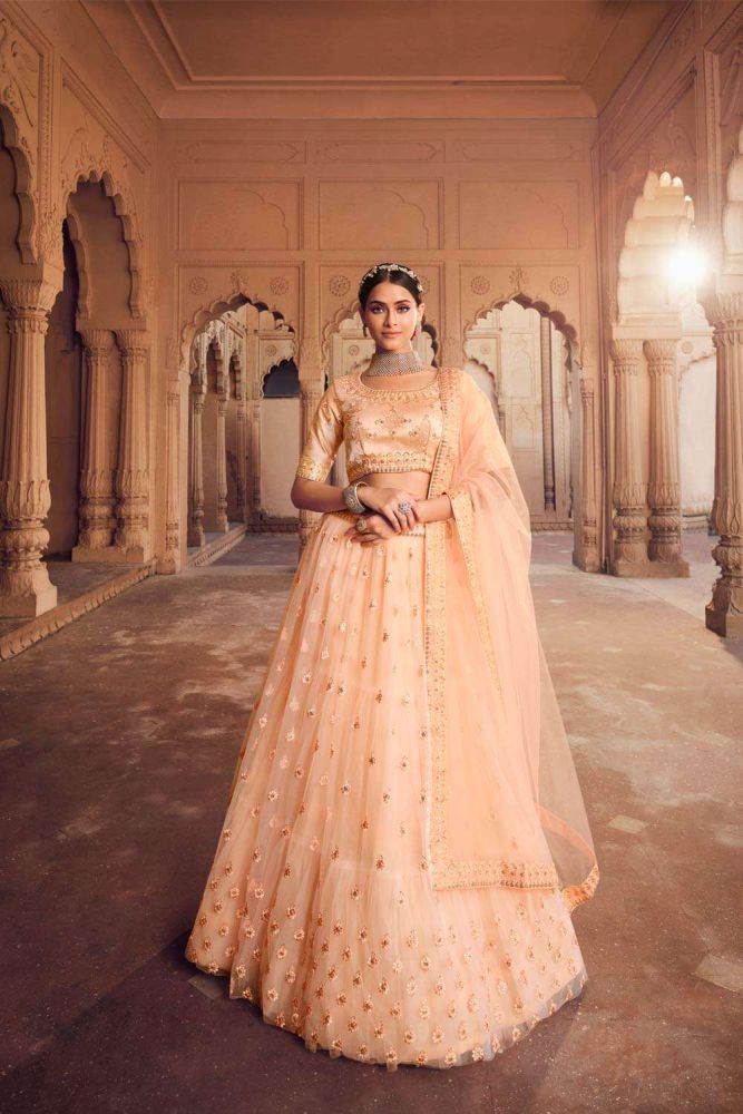 Orange lehenga online shop