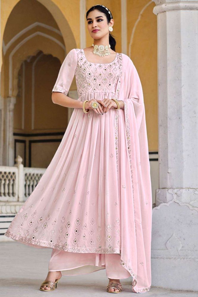 Pink Anarkali suit Online Designer Georgette Anarkali suit with Pink Dupatta UK AS3588