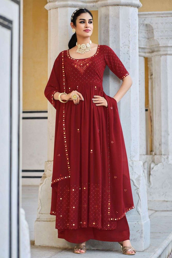 Red anarkali dress online online