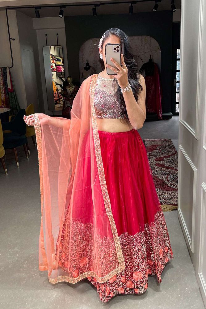 Red wedding dupatta online sale