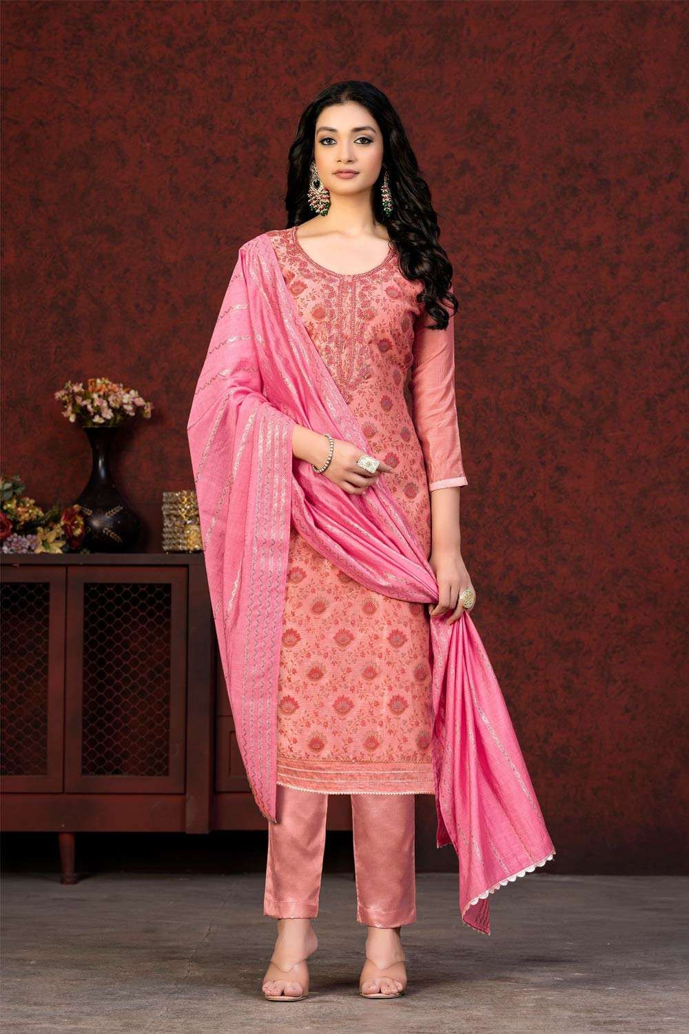 Pink Salwar kameez Online Designer Silk Salwar kameez with Pink Dupatta UK SK153132